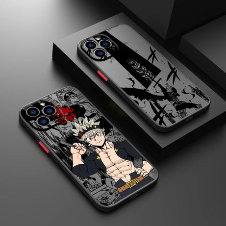 Black Clover Anime Frosted TPU Case for iPhone 15/14/13/12 Mini/11/XS/XR/X/8/7 Pro Max/Plus