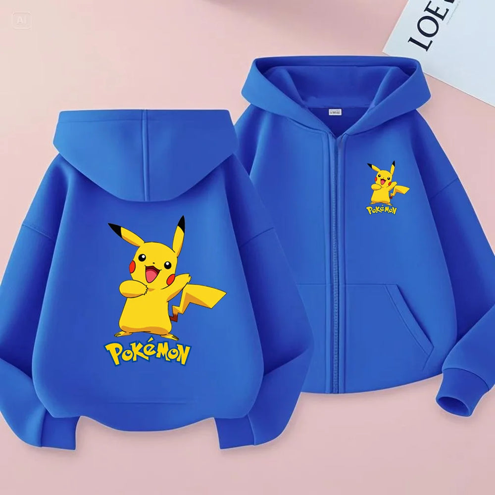 Kids Pikachu Anime Zipper Hoodie – Electric Mouse Print Cardigan Sweatshirt 5