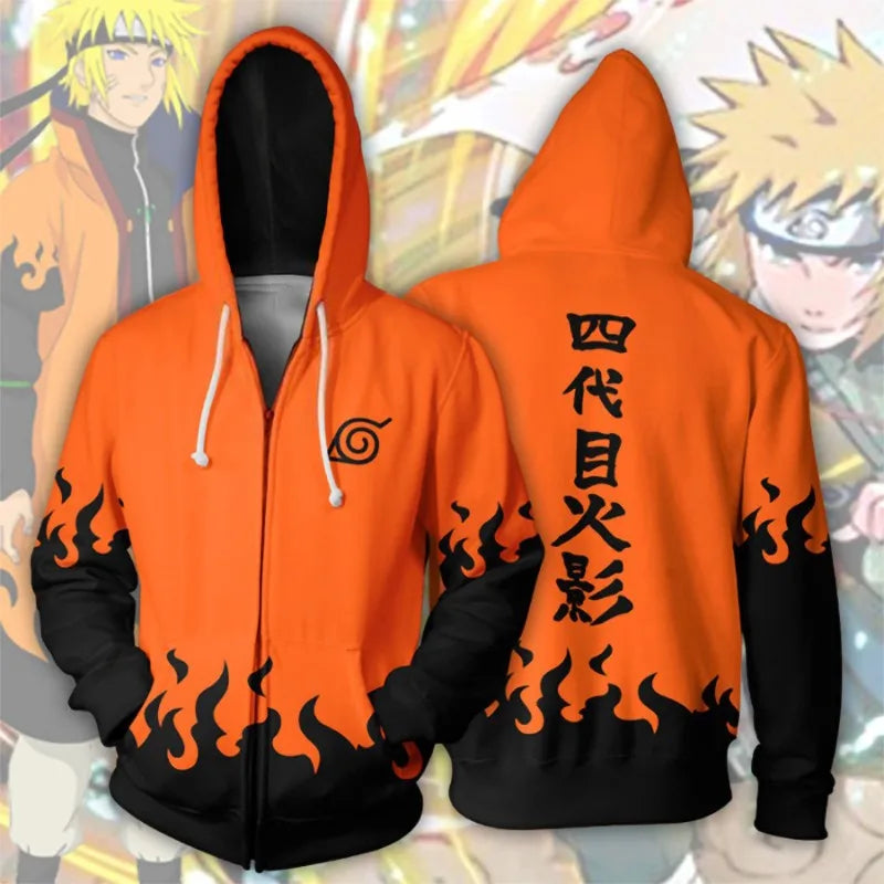 Anime Naruto Digital Print Zipper Hoodie – Casual Hooded Cardigan for Adults & Kids 4