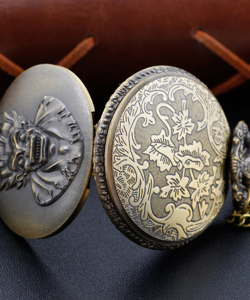 Bronze Pendant Necklace Quartz Pocket Watch Anime Death Comes Fob Chain Watch Clock Men's and Children's Best Holiday Gift