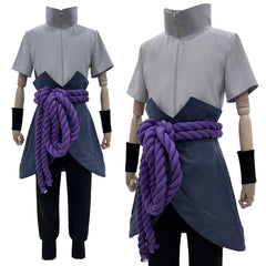Anime Sasuke Uchiha Cosplay Costume – Top, Pants & Rope Belt Set