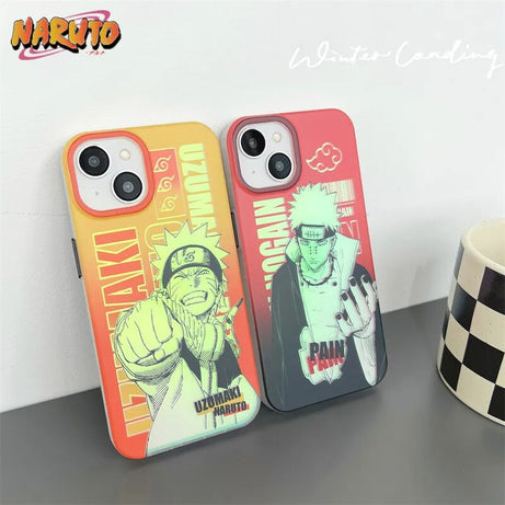Anime Cartoon Bling Laser Naruto Case For Iphone 11 12 13 14 Pro Max 14pro 14Plus Kakashi Itachi Cosplay Phone Case Funda