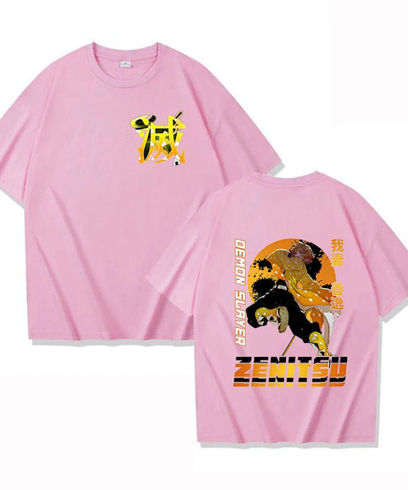 Hot Anime Agatsuma Zenitsu Print T-shirt Summer Casual Loose Personality T Shirt Women Men Harajuku Shirts