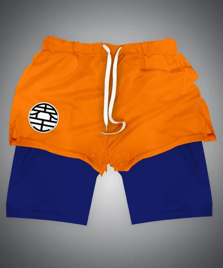 One Piece x Naruto x Dragon Ball 2-in-1 Men’s Gym Shorts – Quick-Dry & Breathable Sportswear