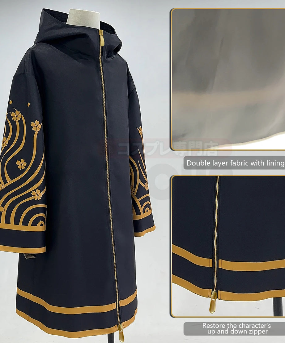 HOLOUN Tokyo Anime Brahman Senju Kawaragi Cosplay Costume Golden Black Jacket Coat Over Size Sakura Printed Halloween Christmas