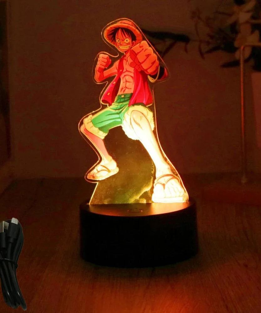 Actions Figure One Piece Luffy Zoro Anime Figures 3D Lamp PVC Action Collection Model Toys LED Night Light Kid Christmas Gift