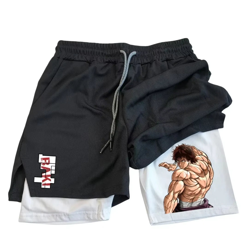 Baki Hanma Anime Men's 2-in-1 Gym Shorts – Quick-Dry Mesh Fitness Activewear 4