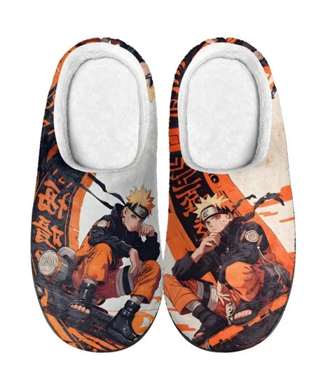 Anime Naruto Men Slippers Winter Warm Cotton Slippers Male Flats Soft Non-slip Slides Household Indoor Slippers Plus Size Gift