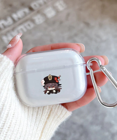 Genshin Impact Anime With Hook Case For AirPods 2 3 1 Cases For Apple AirPods Pro 2 Coque Transparent TPU Earphone Cover