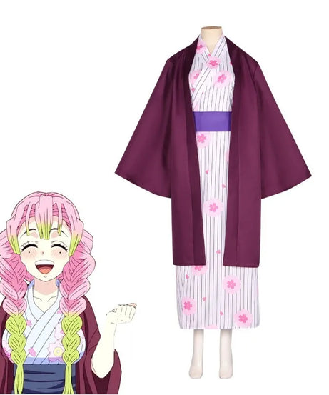 Demon Slayer Anime Peripheral Makomo Kanroji Mitsuri Kokushibo Nakime Costume  Style Kimono Cos Outfit Halloween Party