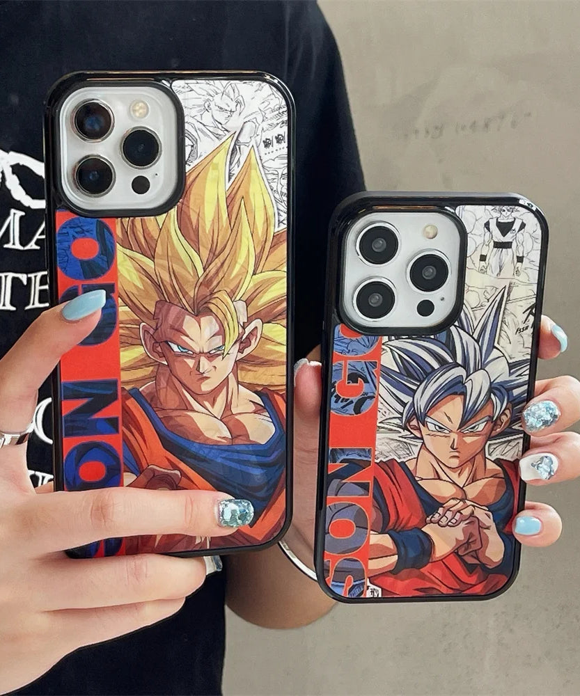 3D Goku & Vegeta MagSafe Case – Dragon Ball Anime iPhone 12–16 Pro Max