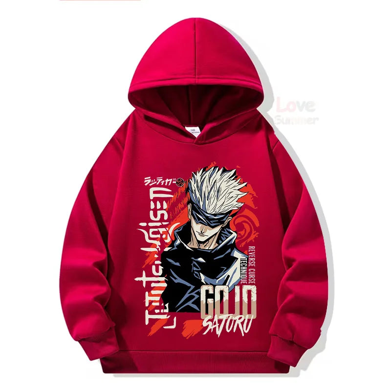 Jujutsu Kaisen Kids Anime Graphic Hoodie – Boys & Girls Streetwear Pullover