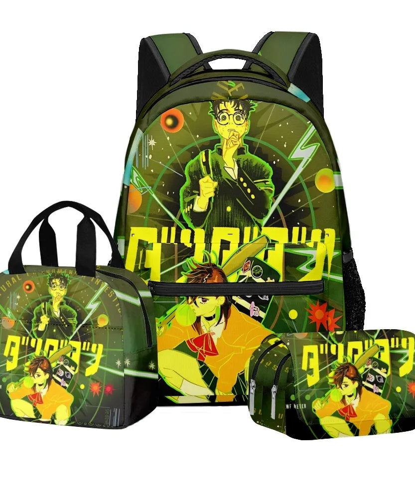 Luxury Popular Novelty DANDADAN 3D Printed 3pcs/Set student School Bags Travel Notebook Backpack Lunch bag Pencil Case