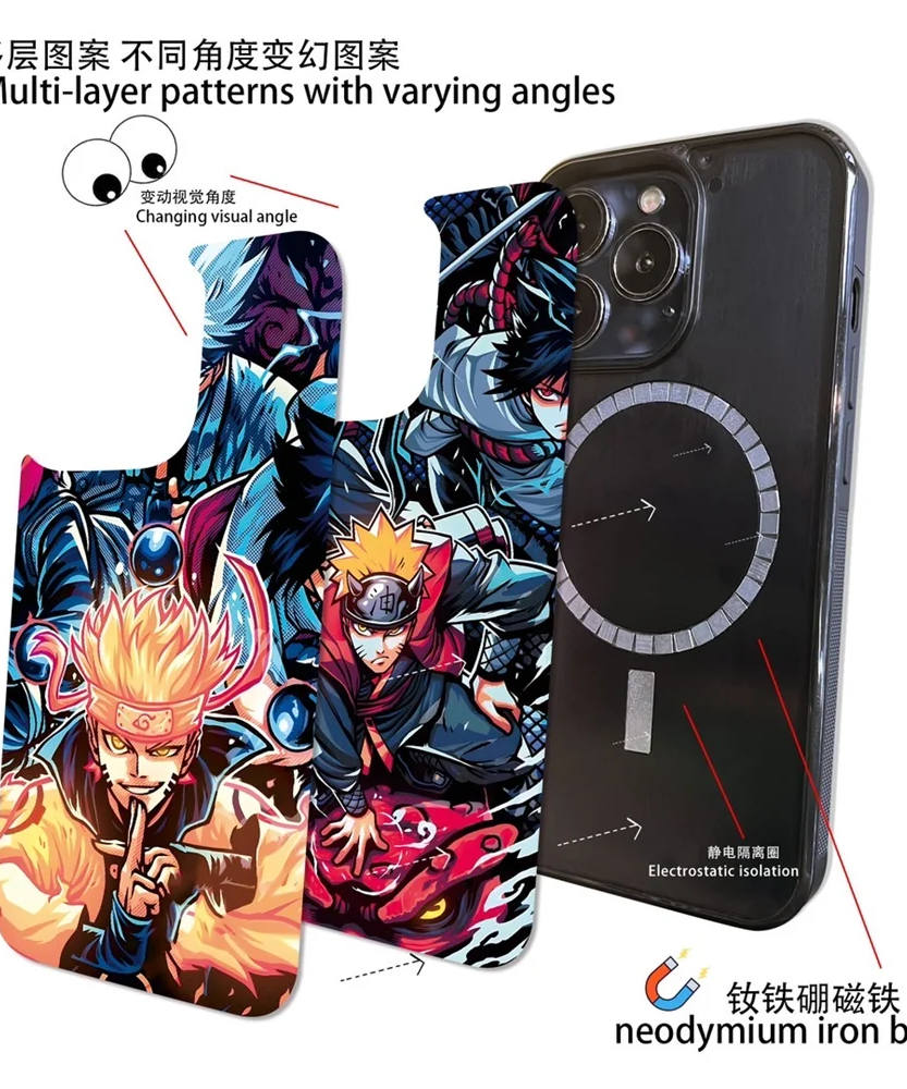 Anime Sasuke Itachi 3D Multi layer patterns Case For iPhone 16 15 14 13 12 Pro Max 11 Magnetic For Magsafe Wireless Charge Cover