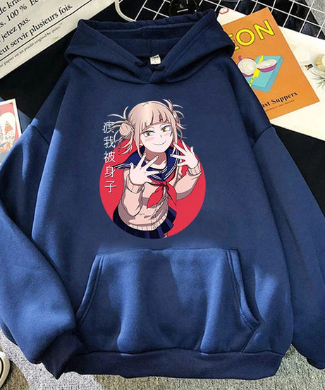 New Fashion Personality Hoodies Anime Himiko Toga Printing Hooded Pullover Women Men Casual Long Sleeve Sweatshirts Tops
