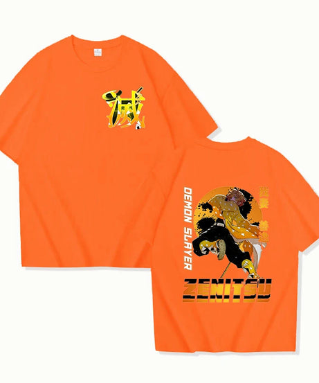 Hot Anime Agatsuma Zenitsu Print T-shirt Summer Casual Loose Personality T Shirt Women Men Harajuku Shirts