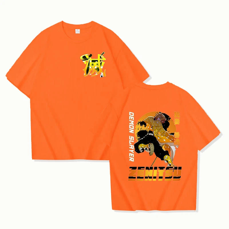 Hot Anime Agatsuma Zenitsu Print T-shirt Summer Casual Loose Personality T Shirt Women Men Harajuku Shirts
