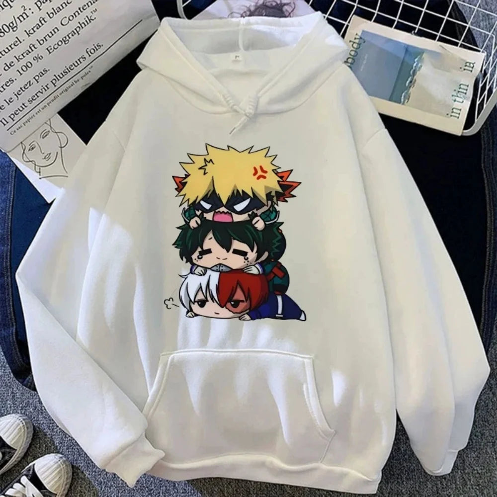 My Hero Academia Chibi Trio Graphic Hoodie Casual Fleece Pullover 4