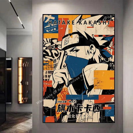 Naruto Graffiti Poster – Itachi Uchiha Akatsuki Anime Wall Art for Home Decor