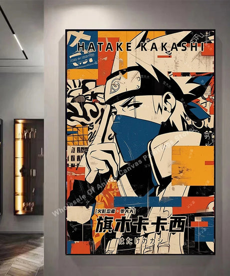 Naruto Graffiti Poster – Itachi Uchiha Akatsuki Anime Wall Art for Home Decor