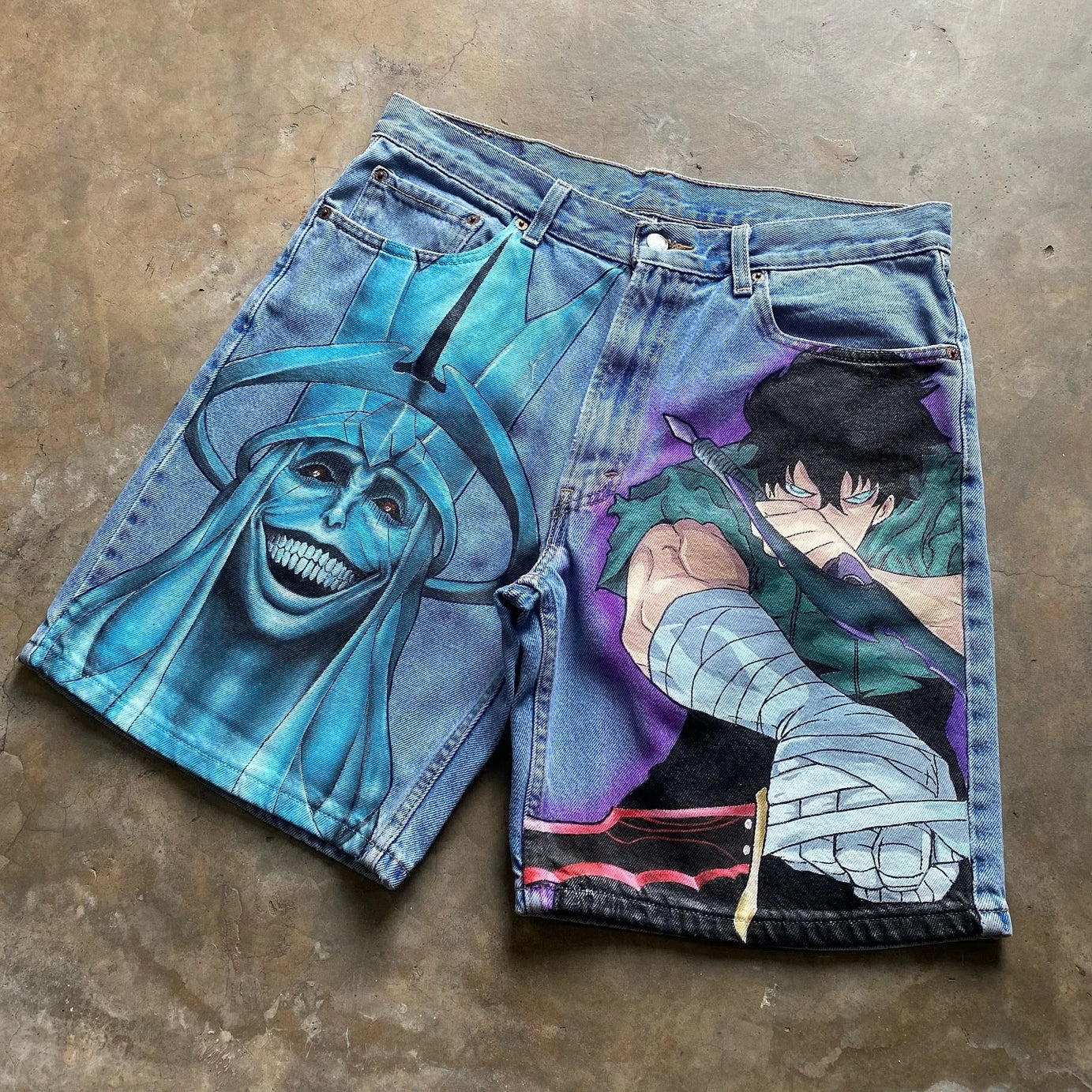 Solo Leveling x Harajuku Y2K Graphic Baggy Denim Pants