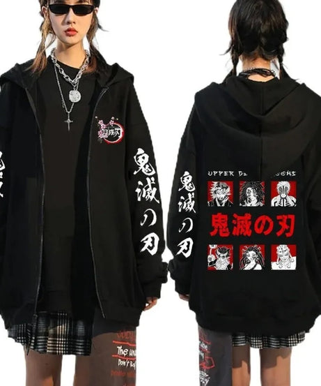 Demon Slayer Zipper Sweatshirts Zip Up Hoodie Anime Hoodies Unisex Hip Hop Streetwear Nezuko Kamado Graphic Y2K Clothes gifts