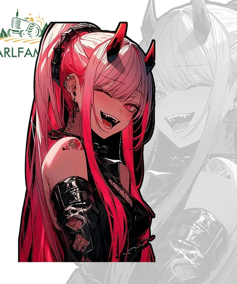 13cm x 7.4cm Zero Two Anime Car Sticker Motorcycle Bumper Funny Laptop Sunscreen Decal Scratch-Proof Fashion Decor