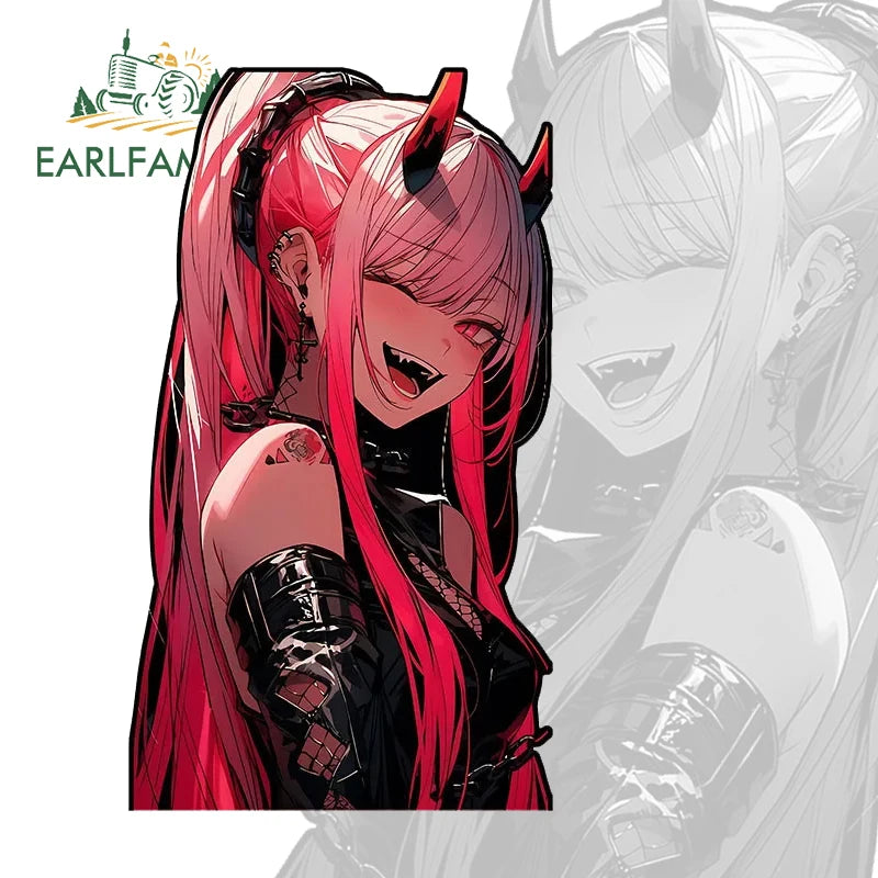 13cm x 7.4cm Zero Two Anime Car Sticker Motorcycle Bumper Funny Laptop Sunscreen Decal Scratch-Proof Fashion Decor