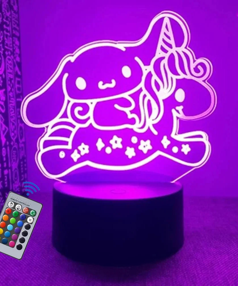 3D Night Light Kuromi Sanrio Anime Character 7/16 color band remote control LED night light Bed Room Decoration Birthday Gift