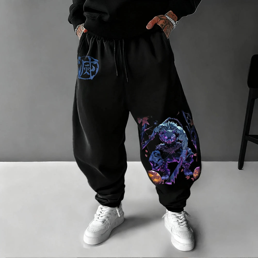 Demon Slayer Inosuke Joggers — Anime Print Sweatpants
