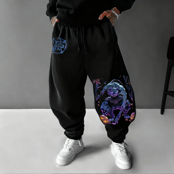 Demon Slayer Inosuke Joggers — Anime Print Sweatpants