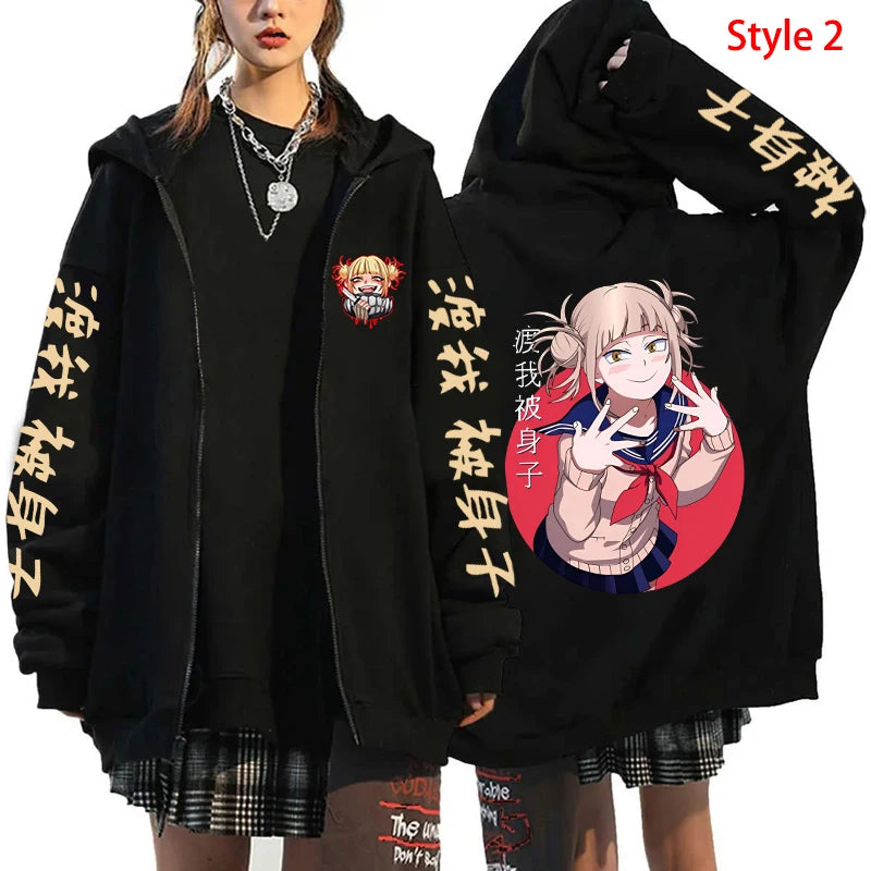 My Hero Academia Himiko Toga Graphic Zip-Up Hoodie Harajuku Streetwear 6