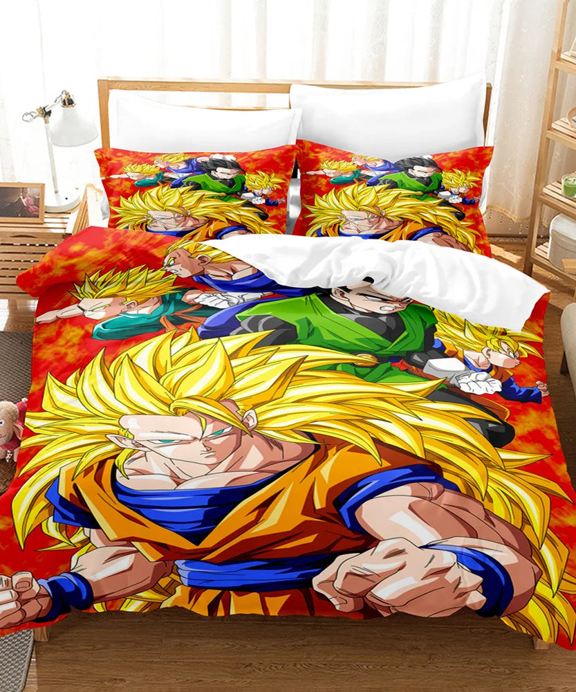 Anime Dragon Ball Duvet Comforter Quilt Cover Set Super Saiyan Bedding Set Anime Car Bed Bedroom Home Children Bedroom Gifts
