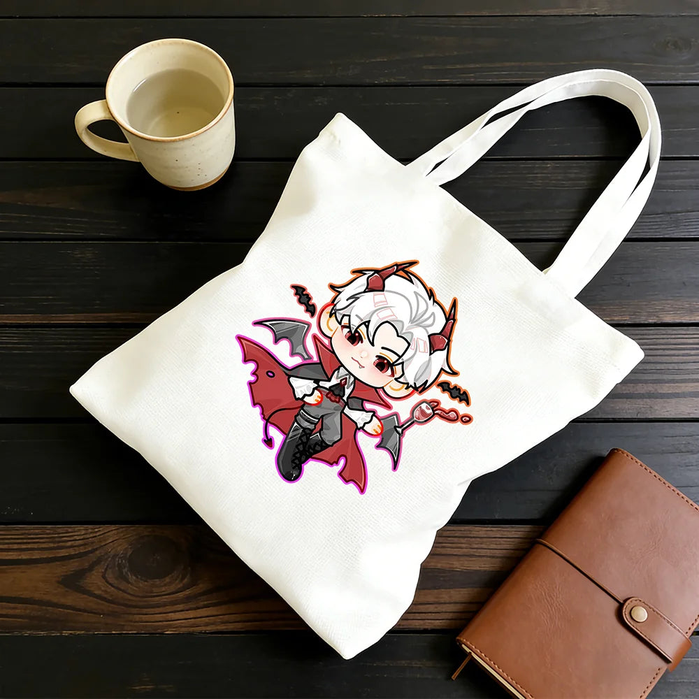 Love and Deepspace Sylus Cute Devil Print Canvas Bag 30x35/35x40CM Anime Cosplay Qinche Handbag Game Fans Gift New