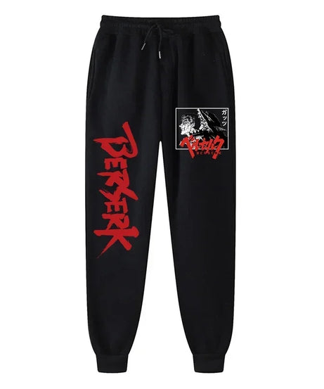 Men's berserk animated printed sportswear pants sports jogging pants casual polar lining pocket pants
