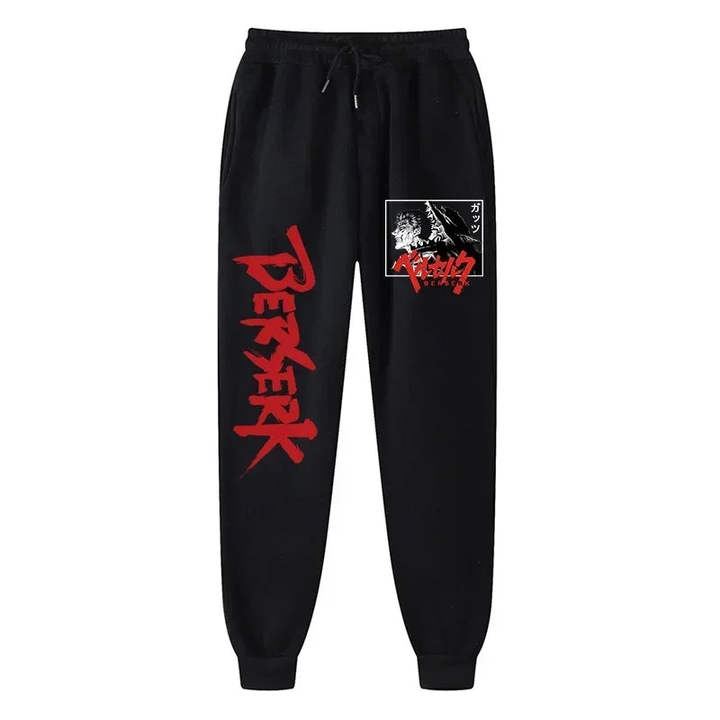 Men's berserk animated printed sportswear pants sports jogging pants casual polar lining pocket pants