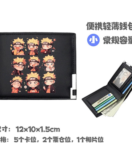 Naruto Uchiha Sasuke Anime Peripheral Zipper PU Wallet Handsome Personality Boy Print Coin Purse Short Card Pack Holiday Gift