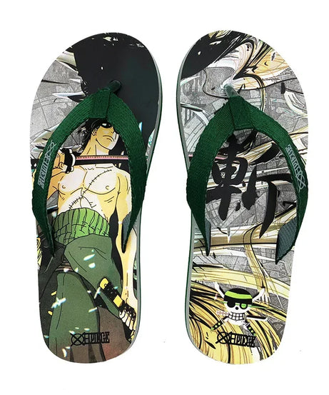 One Piece Roronoa Zoro Slippers Anime Sandals Women Men Home Bathroom Non Slip Flip Flops Outdoor Summer Beach Slides