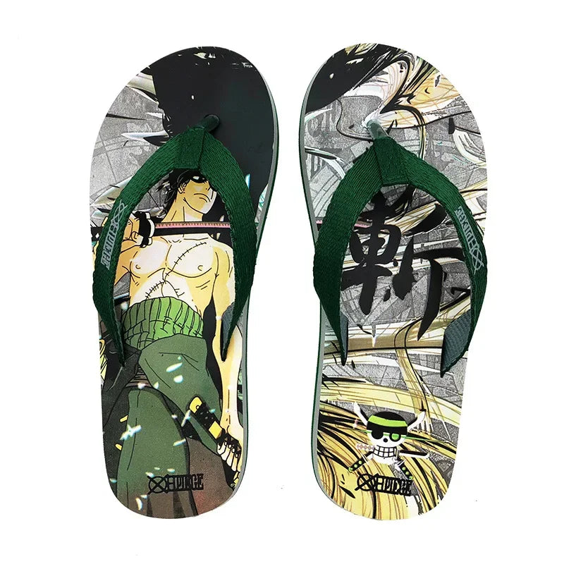 One Piece Roronoa Zoro Slippers Anime Sandals Women Men Home Bathroom Non Slip Flip Flops Outdoor Summer Beach Slides