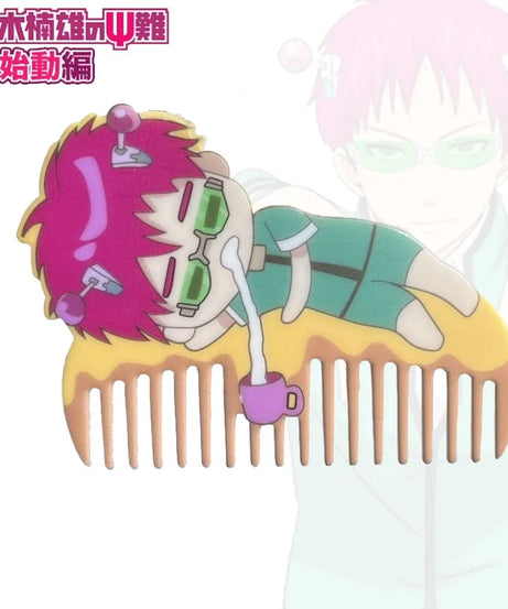 Kawaii Saiki Kusuo Comb Anime Cute Student Dormitory Children Portable Modelling Hair Tool Toys Gifts Girls