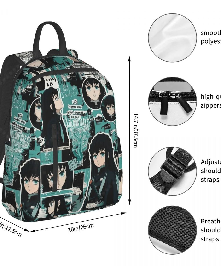 Cute Anime Muichiro TokitoTravel Backpack College Book Bag for Men Women Lightweight Casual Should Bags for Outdoor Sports