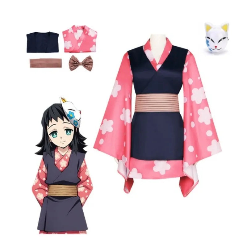 Anime Demon Slayer Makomo Cosplay Costume – Kimono & Wig Set