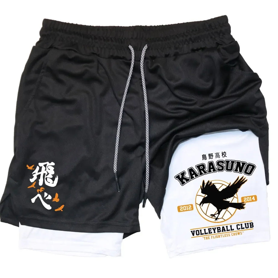 Haikyuu 2-in-1 Compression Shorts with Pockets