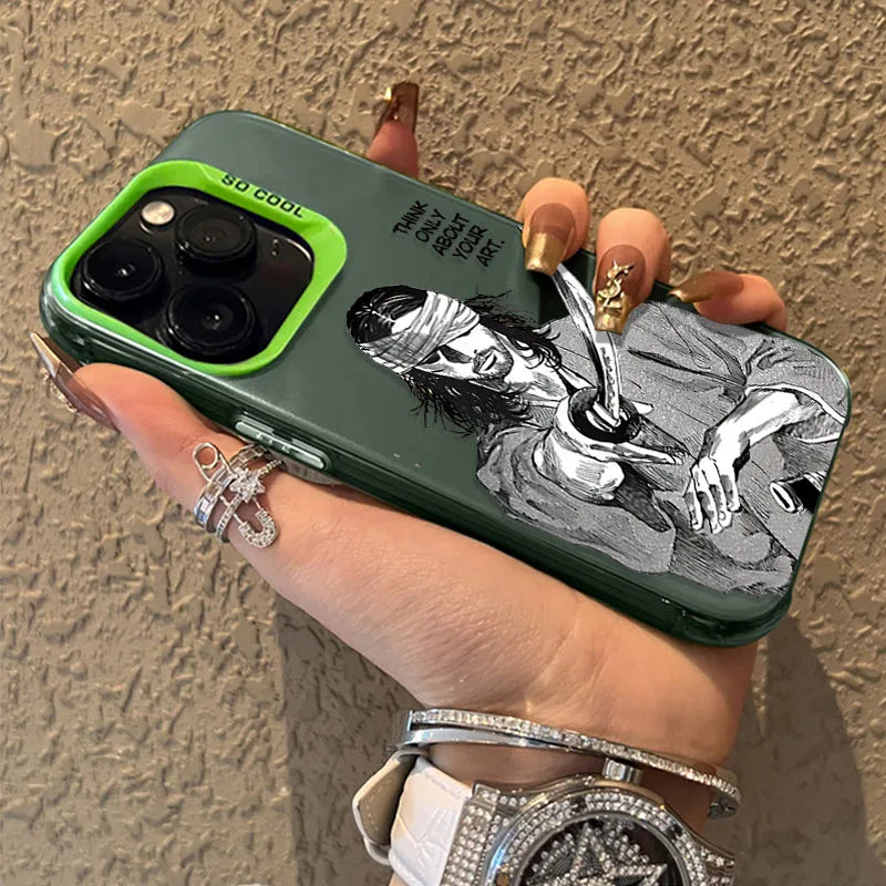 Comics Vagabond Samurai Case for iPhone SE4 16E 16 15 14 13 12 11 Pro Max XS X XR Plus 8 7 SE Plating Matte Cover