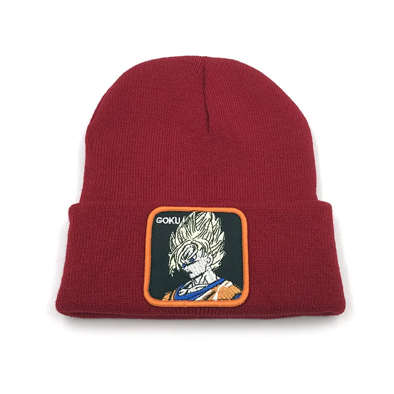 Autumn Winter Dragon Ball Knitted Cap Son Goku Vegeta  Warm Beanies Hat Adult Unisex Outdoor Embroidery Bonnet Christmas Gifts