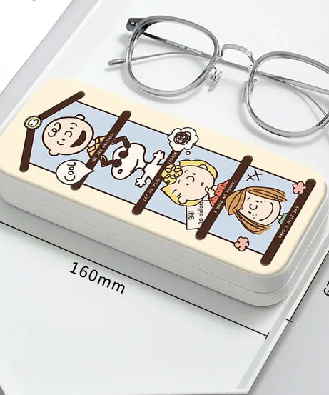 Snoopy Girl Korean Fresh Student Cute Disney Fashion Simple Anti-fall Portable Anti-Stress Folding Glasses Case