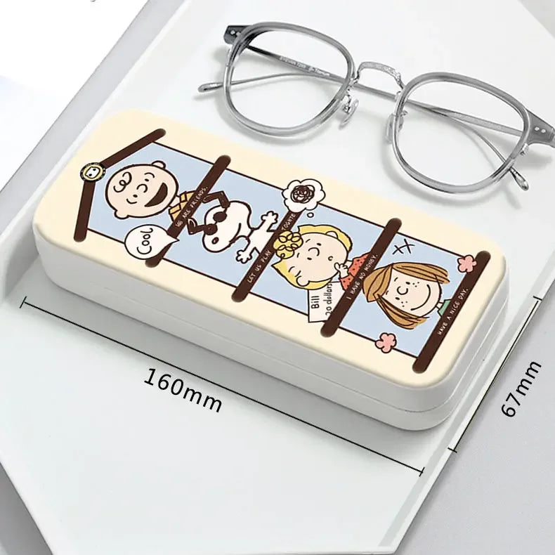 Snoopy Girl Korean Fresh Student Cute Disney Fashion Simple Anti-fall Portable Anti-Stress Folding Glasses Case