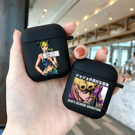 JoJo's Bizarre Adventure Anime Soft Silicone TPU Case for AirPods Pro 1 2 3 Wireless Bluetooth Earphone Box Cover Black