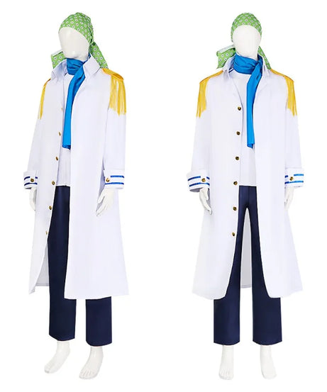 Anime One Piece Koby Cosplay Costume Full Set - Marine Captain Uniform with, Premium Halloween Stage Performance