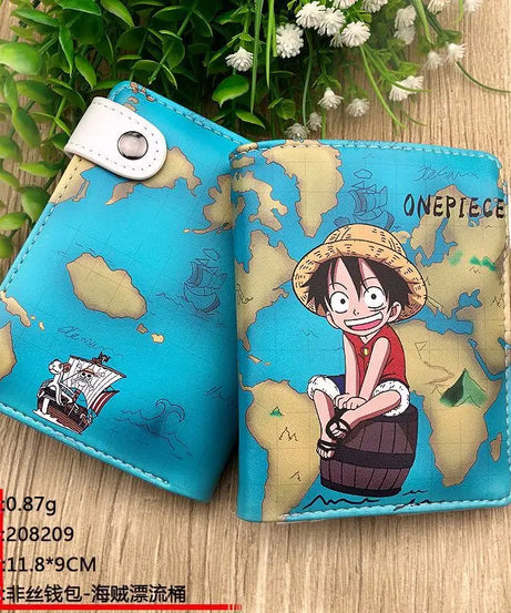 Anime One Piece Figure Wallet Luffy Purse Zoro Ace Bounty Order Skeleton Pattern Pu Kawaii Wallet Card Holder Purse